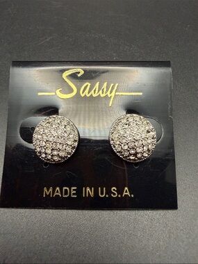 Silver Crystal Pavé Dome Stud Earrings